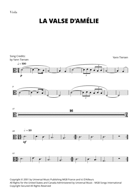 La Valse D'amelie (arr. Cadenza Editions)