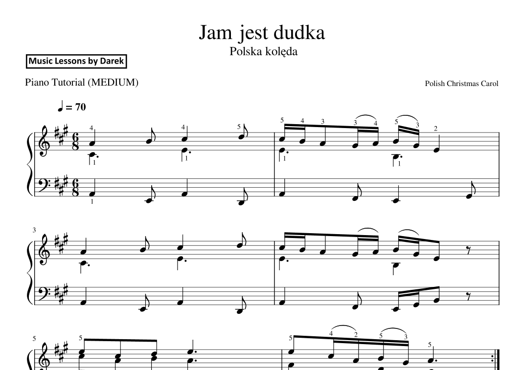 Jam jest dudka (Polish Christmas Carol) [MEDIUM PIANO] (arr. Darek)