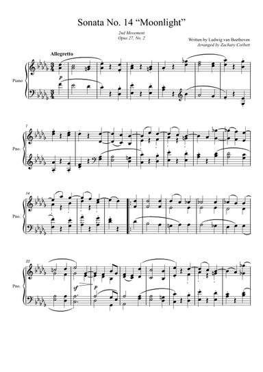 Sonata No. 14 Moonlight 2nd Movement (arr. Zachary Corbett)