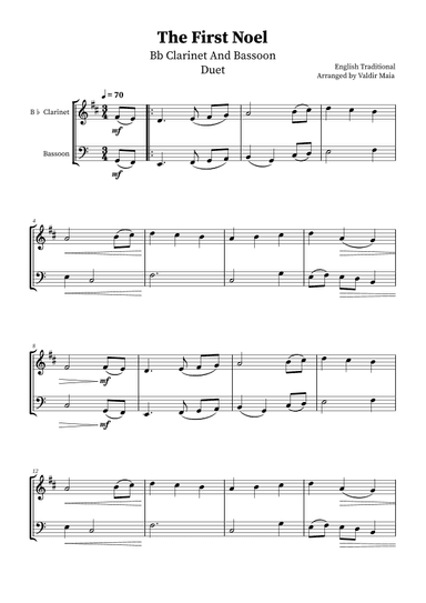 The First Noel - Bb Clarinet and Bassoon Duet (arr. Valdir Maia)