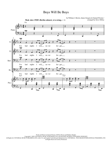 Boys Will Be Boys (arr. Steve Milloy)