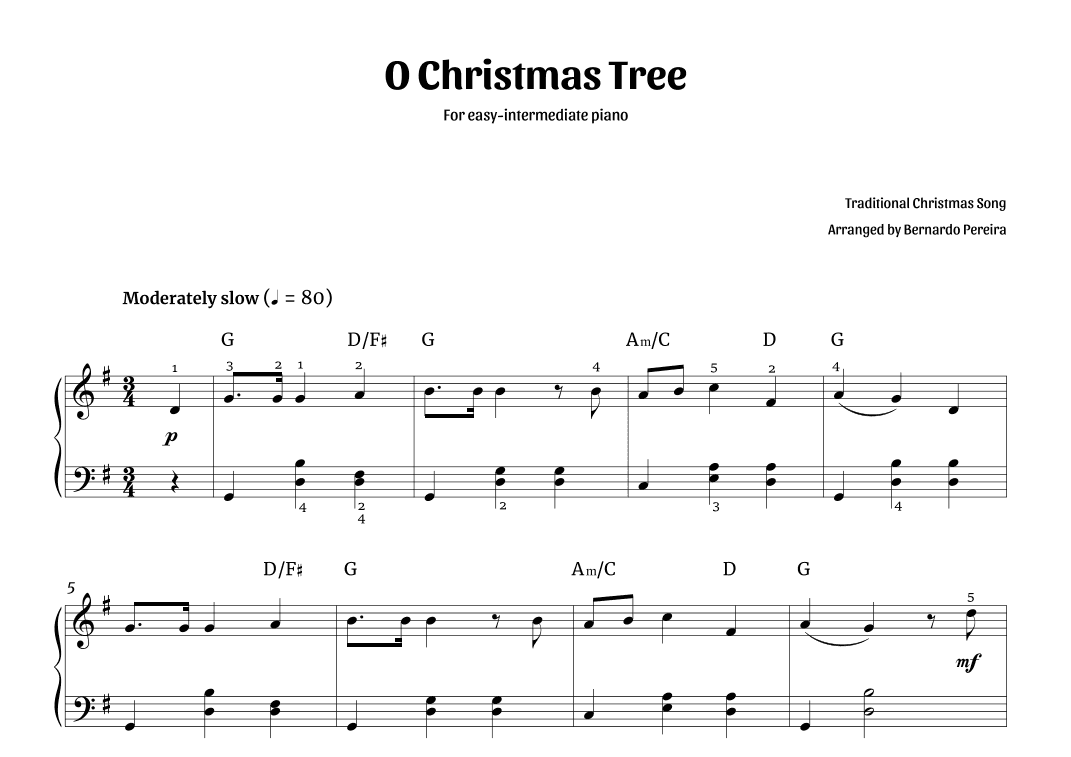 O Christmas Tree (easy-intermediate piano) (arr. Bernardo Pereira)