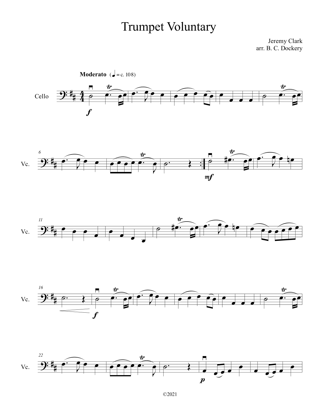 Trumpet Voluntary (Cello Solo) (arr. B. C. Dockery)
