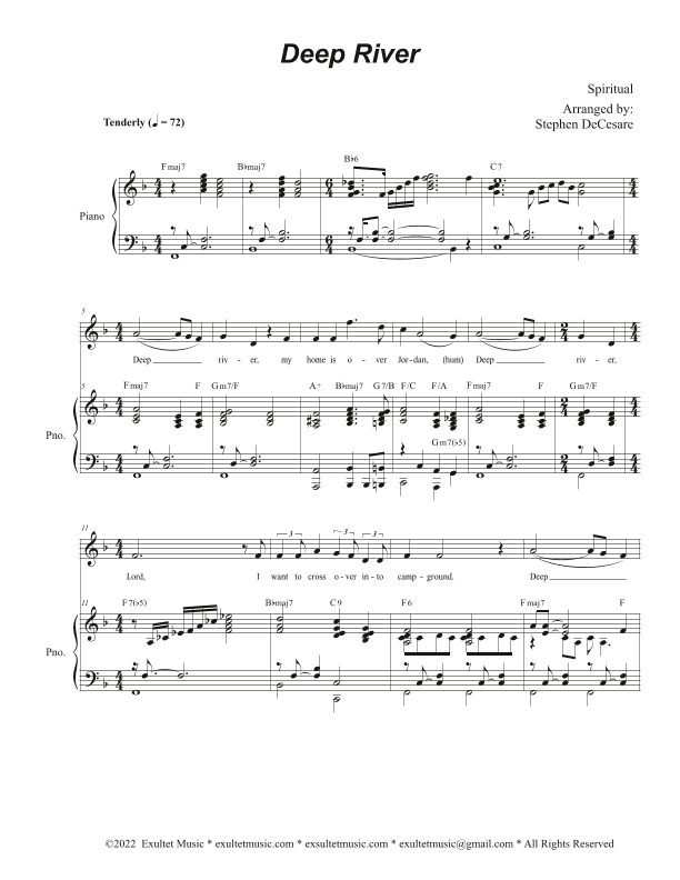 Deep River (Vocal Solo - High Key) (arr. Stephen DeCesare)