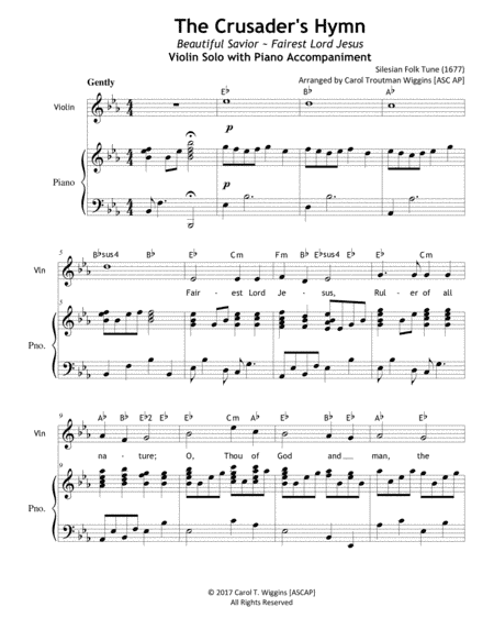 The Crusader's Hymn (Violin & Piano Duet) (arr. Carol Troutman Wiggins [ASCAP])