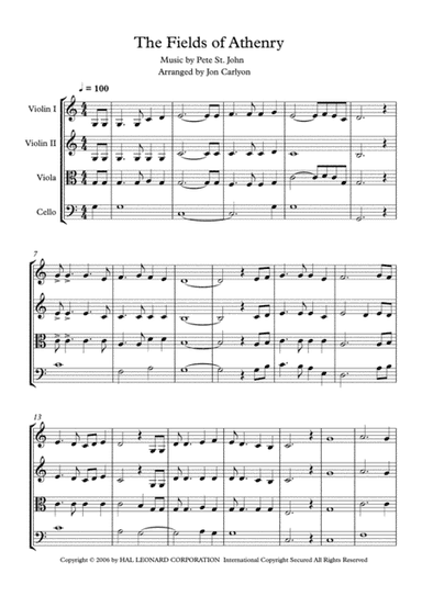 The Fields Of Athenry (arr. Jon Carlyon)