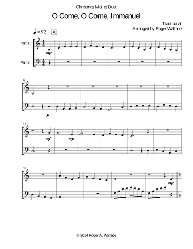 O Come, O Come, Immanuel (Emmanuel) - Marimba & Vibraphone Duet (arr. Roger Wallace)