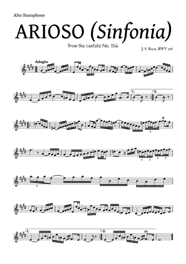 ARIOSO, by J. S. Bach (sinfonia) - for Alto Saxophone and accompaniment (arr. Leyandder Trustworthy)