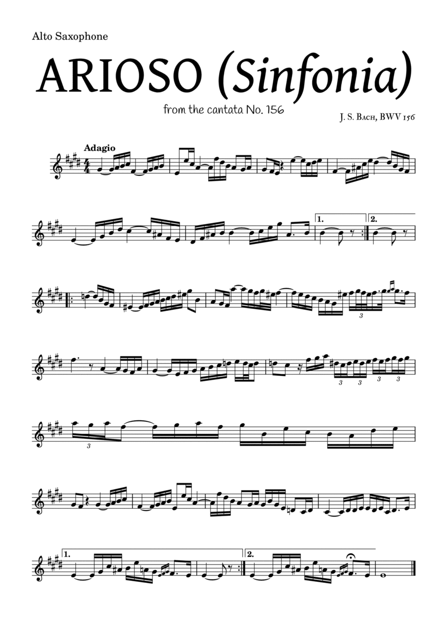 ARIOSO, by J. S. Bach (sinfonia) - for Alto Saxophone and accompaniment (arr. Leyandder Trustworthy)