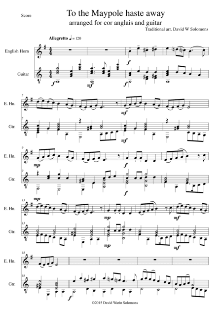 To the Maypole haste away for cor anglais and guitar (arr. David Warin Solomons)