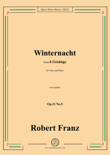 Franz-Winternacht,in e minor,Op.21 No.5,for Voice and Piano (arr. OSM Press)