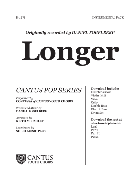 Longer (arr. Keith McCauley)