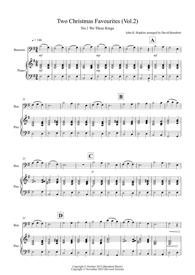 2 Christmas Favourites for Bassoon and Piano (volume two) (arr. David Burndrett)