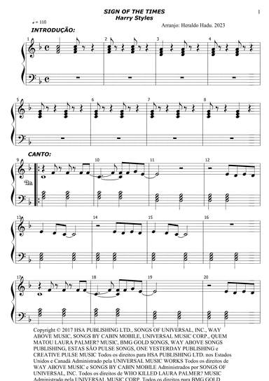 Sign Of The Times (arr. Heraldo Melo Santos)