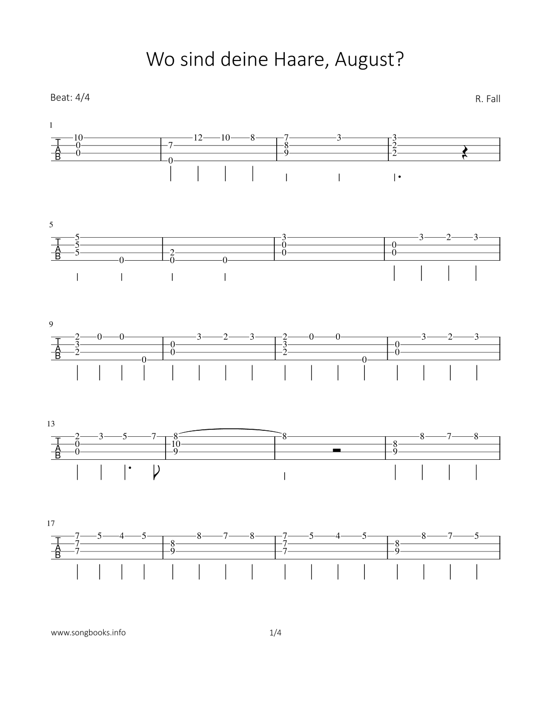 Wo sind deine Haare, August (arr. Bettina Schipp)