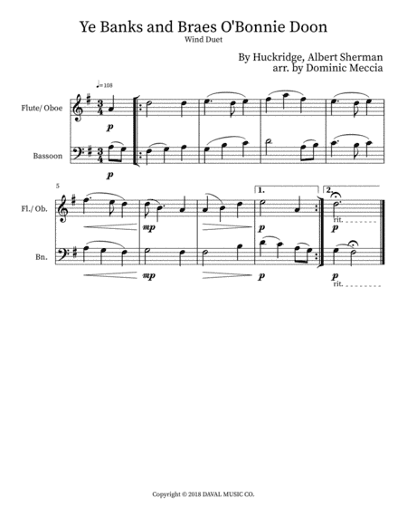 Ye Banks And Braes O'bonnie Doon (arr. Dominic Meccia)