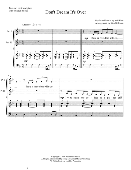 Don't Dream It's Over (arr. Kim Kirkman)