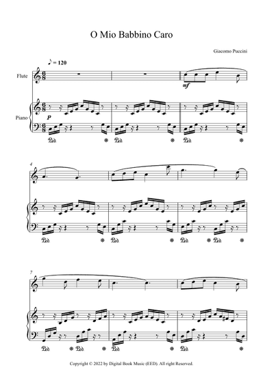 O Mio Babbino Caro - Giacomo Puccini (Flute + Piano) (arr. Digital Book Music)