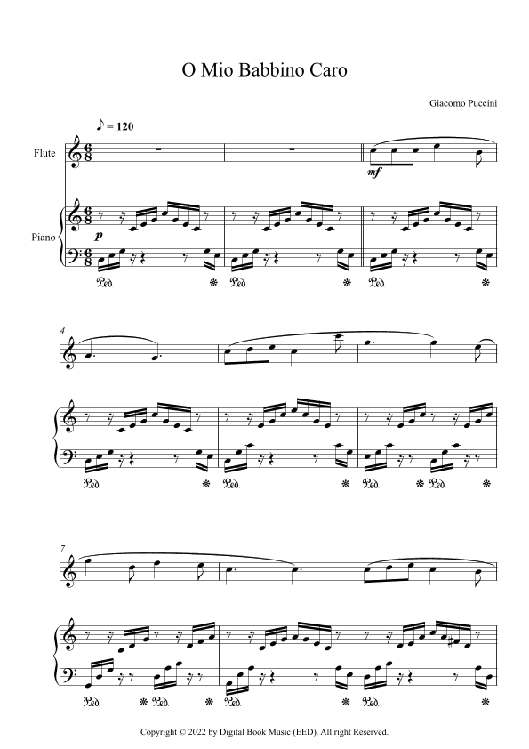 O Mio Babbino Caro - Giacomo Puccini (Flute + Piano) (arr. Digital Book Music)