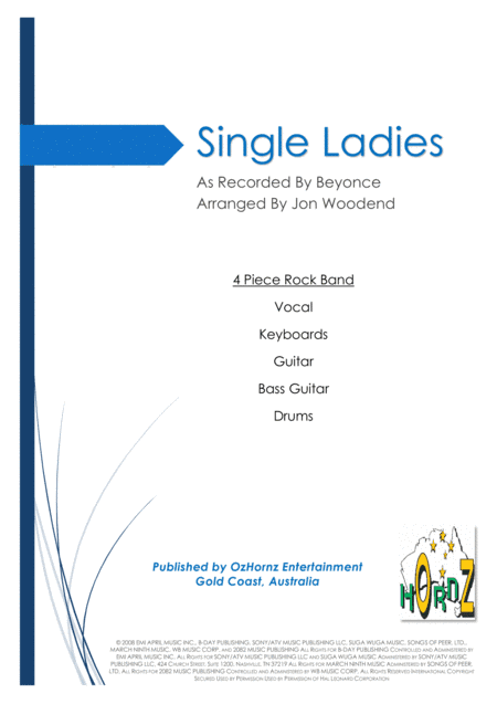 Single Ladies (Put A Ring On It) (arr. Jon Woodend)