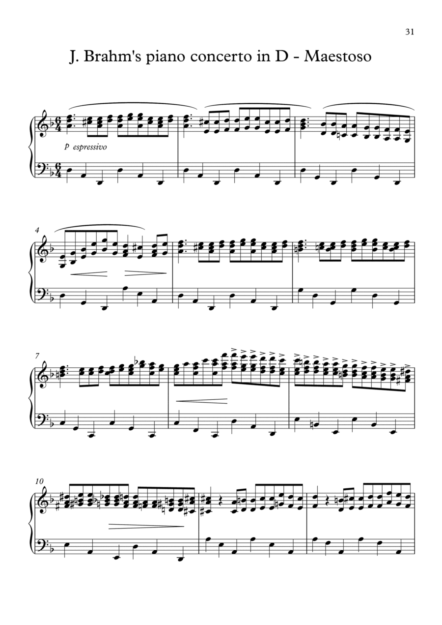 J. Brahms piano concerto in D - Maestoso (arr. Dimitris Stamatelatos)