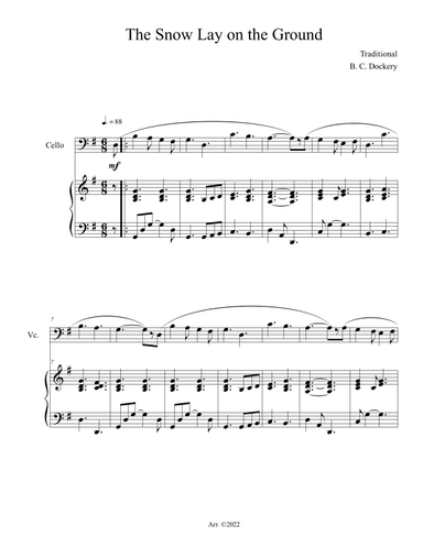 The Snow Lay on the Ground (Cello Solo with Piano Accompaniment) (arr. B. C. Dockery)