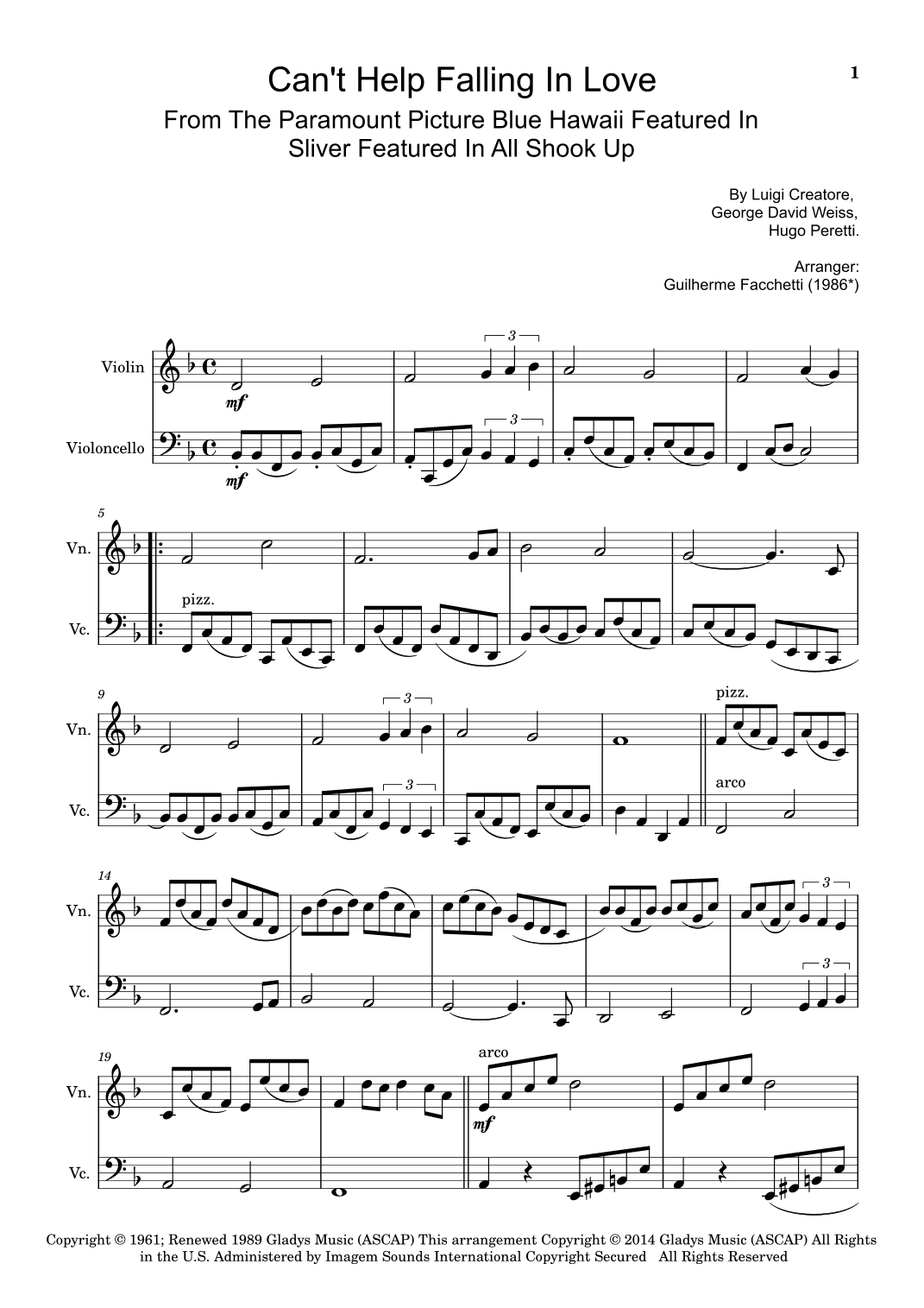 Can't Help Falling In Love (arr. Guilherme Facchetti)