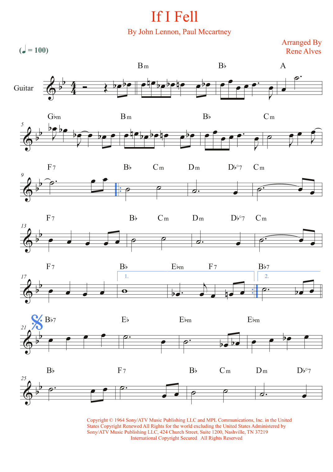 If I Fell (arr. Rene Alves)