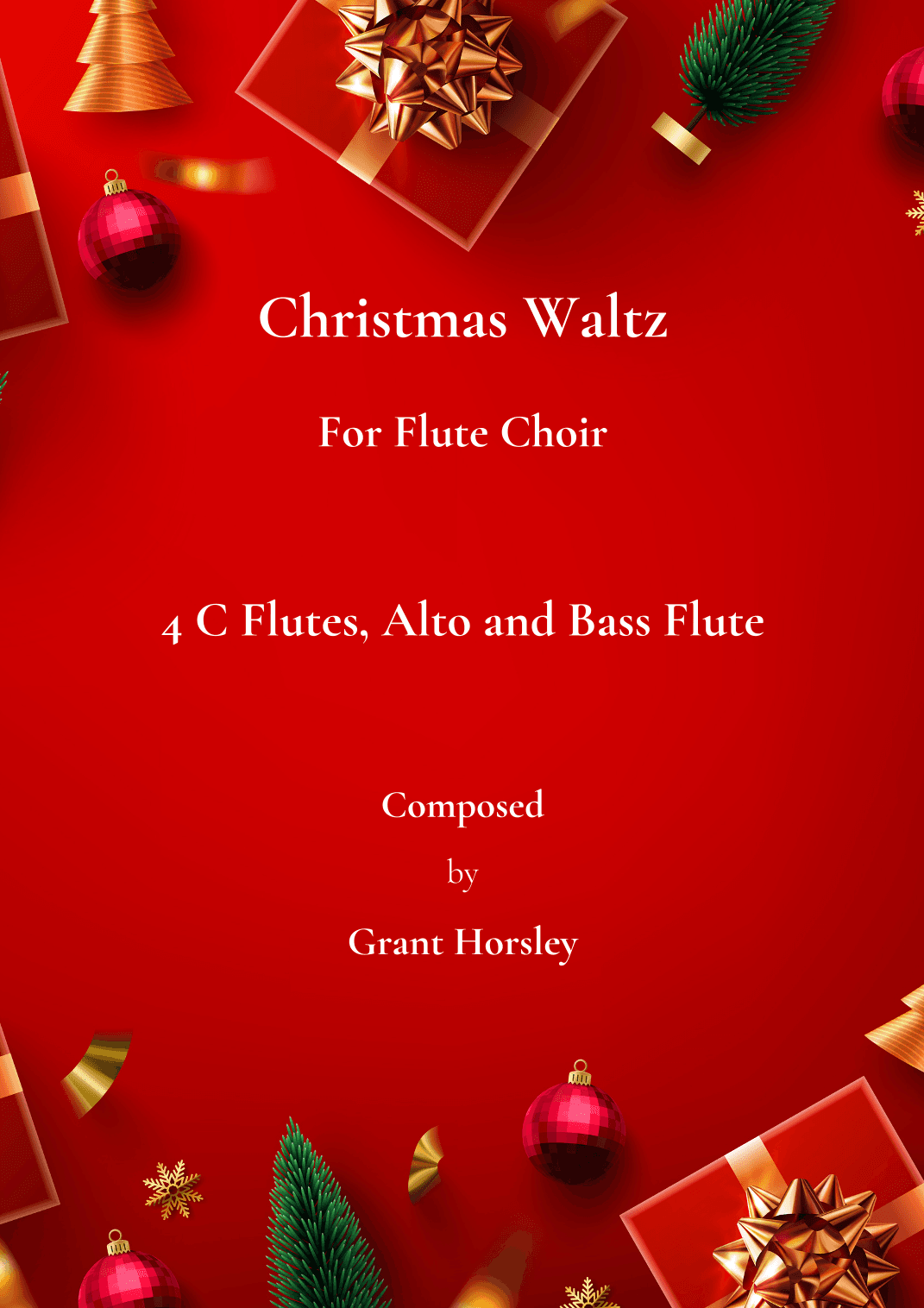 Christmas Waltz. Original for Flute Choir. Early Intermediate.