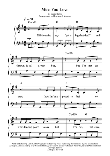 Miss You Love (arr. Henrique F Mangoni)