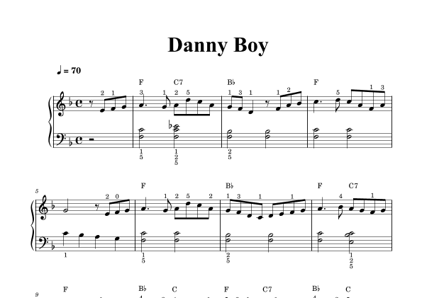 Danny Boy - piano sheet music (arr. Piano eTutor app)