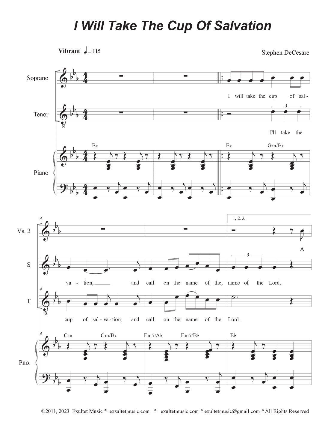 I Will Take The Cup Of Salvation (Duet for Soprano and Tenor solo)