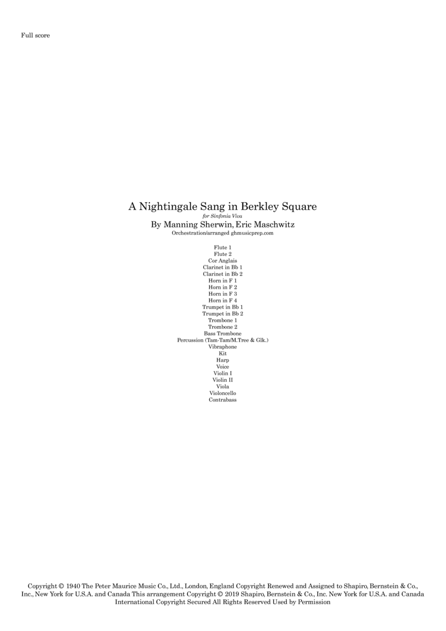 A Nightingale Sang In Berkeley Square (arr. Graham Hall (ghmusicprep.com))