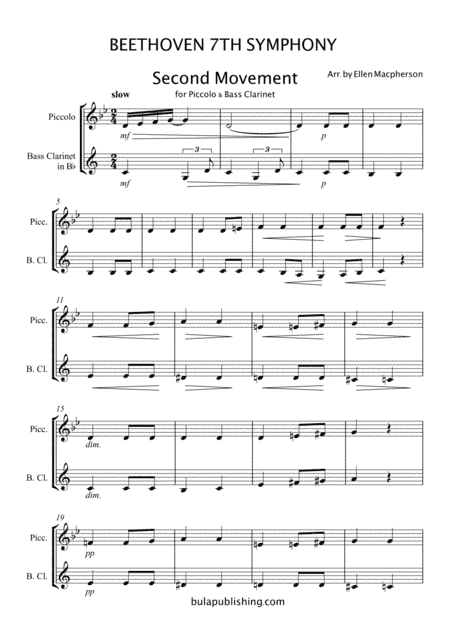 Beethoven 7th Symphony - Piccolo/Bass Clarinet Duet (arr. Ellen Macpherson)