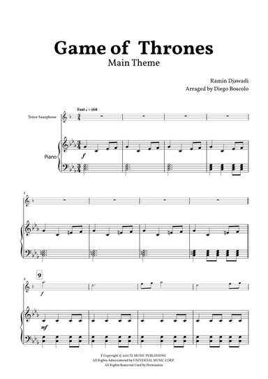 Game Of Thrones (arr. Diego Boscolo)