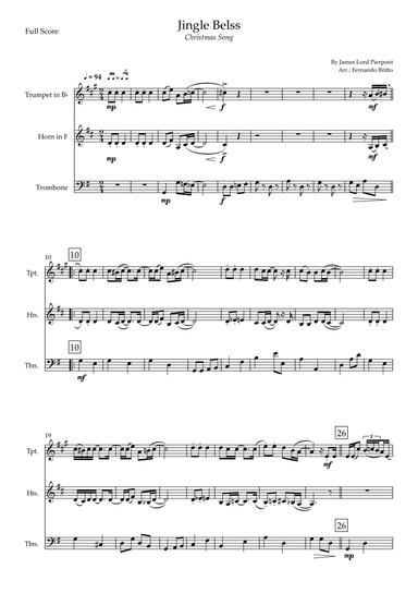 Jingle Bells - Jazz Version (Christmas Song) for Brass Trio (arr. Fernando Britto)