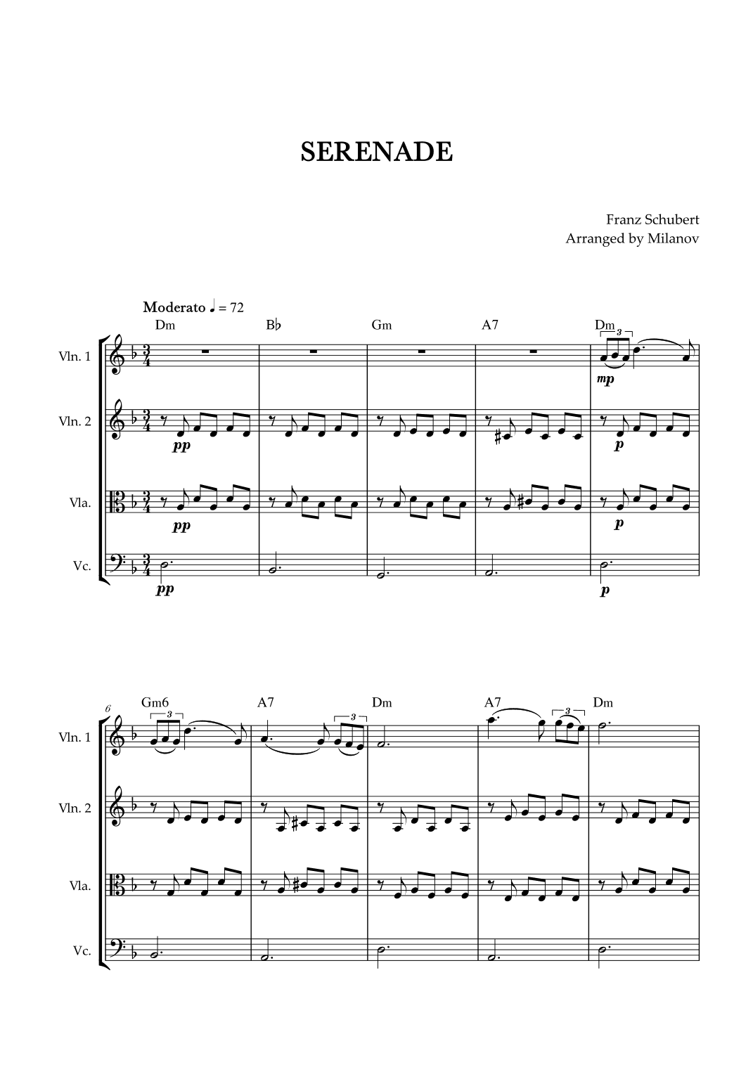 Serenade | Schubert | String Quartet | Chords (arr. Milanov)