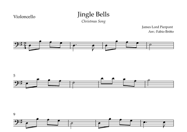 Jingle Bells (Christmas Song) for Cello Solo (arr. Fabio Britto)
