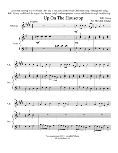 Christmas Duets for Alto Saxophone & Piano:  Up On The Housetop (arr. Meredith Whelan)
