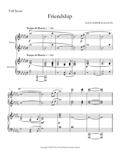March "Friendship" (2009) - for Piano Four Hands