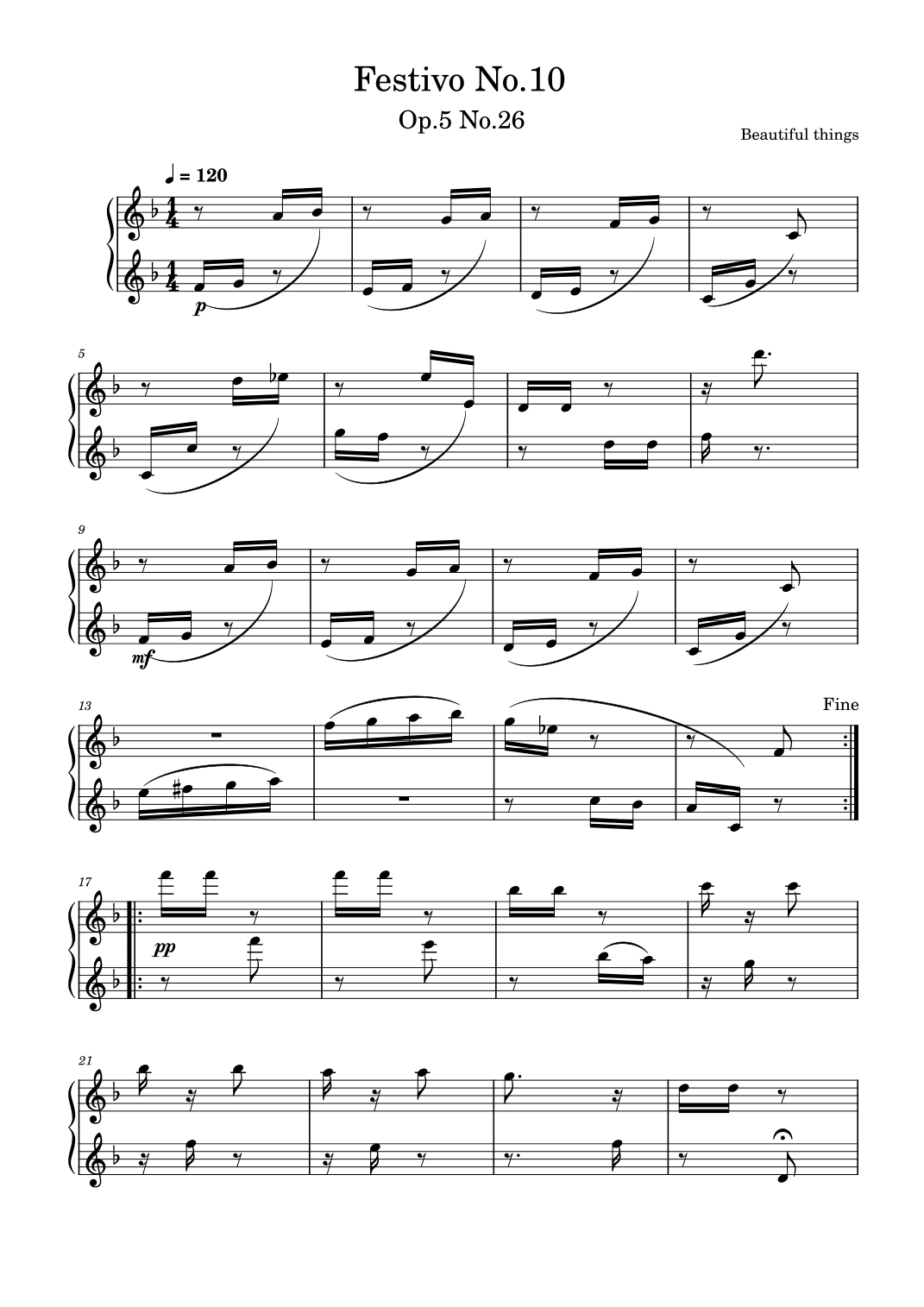 Festivo No.10-Beautiful things Op.5 No.26