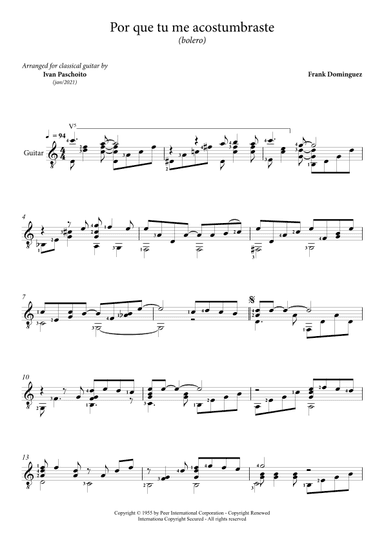 Porque Tu Me Acostumbraste (arr. Ivan Paschoito)