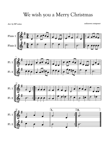 We wish you a Merry Christmas (arr. RF notes)