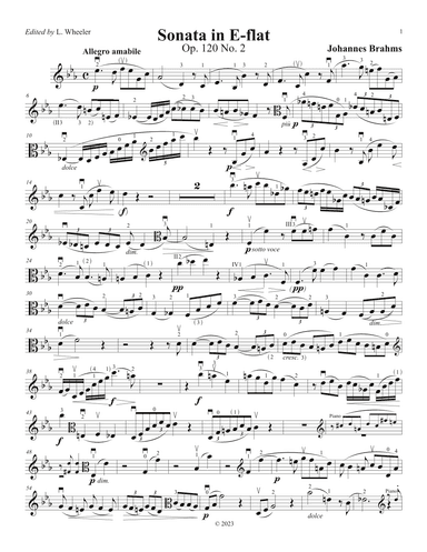 Brahms Viola Sonata, Op. 120 No. 2 (viola part plus research) (arr. Lawrence Wheeler)