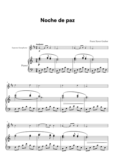 Franz Xaver Gruber - Noche de paz (for Soprano Saxophone and Piano) (arr. Cadenza Editions)