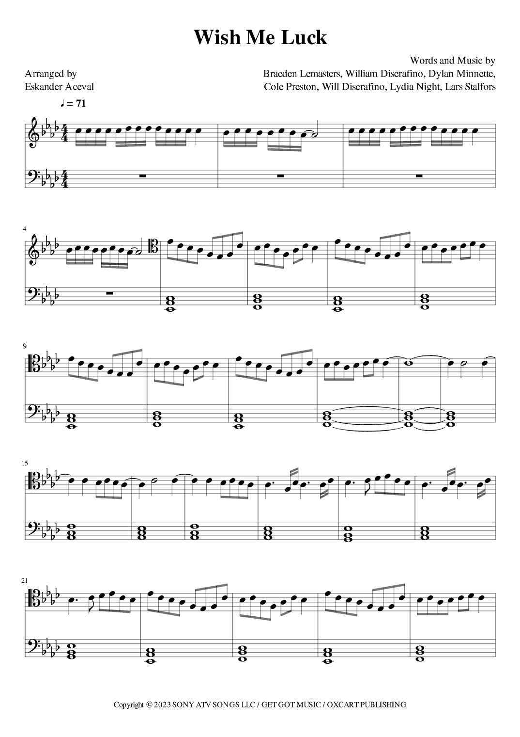 Wish Me Luck (arr. Eskander Aceval)