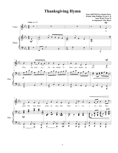 Thanksgiving Hymn (arr. Amy Boyes)