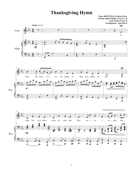 Thanksgiving Hymn (arr. Amy Boyes)
