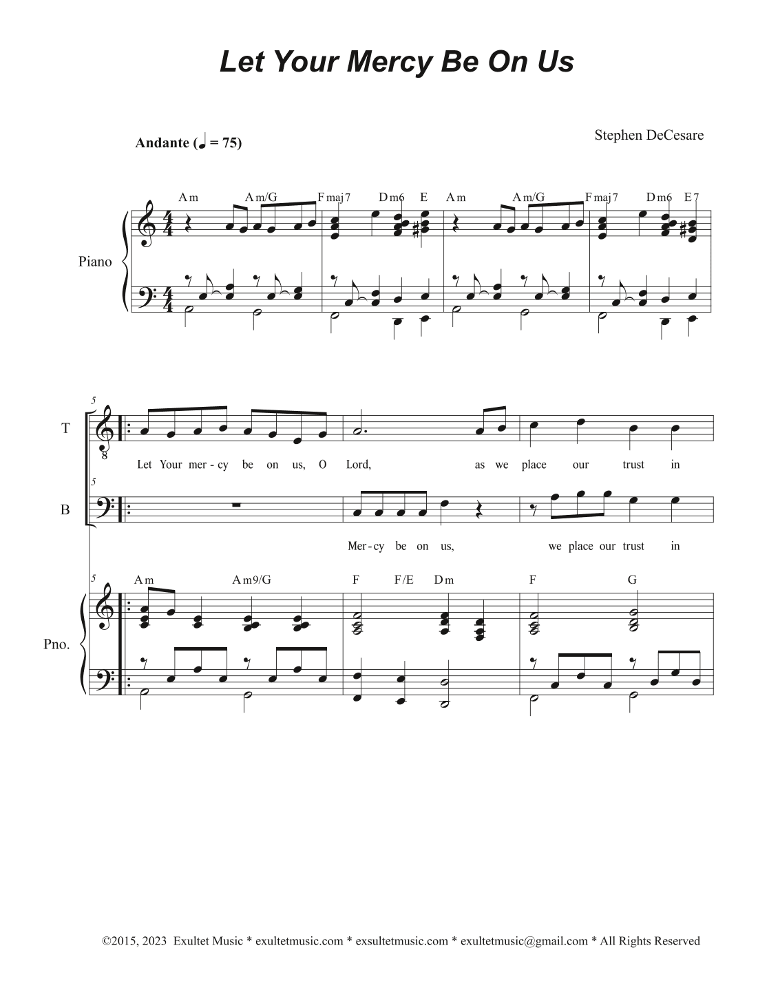 Let Your Mercy Be On Us (Psalm 33) (2-part choir - (TB)