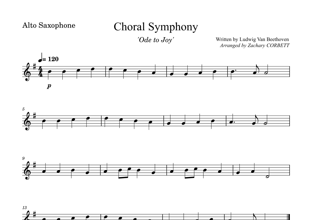 Choral Symphony Ode To Joy (arr. Zachary Corbett)
